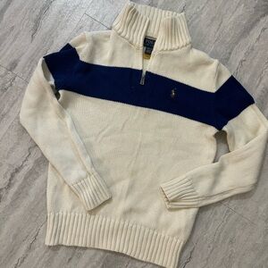 Polo by Ralph Lauren boys quarter zip Sweater in Cream and Navy